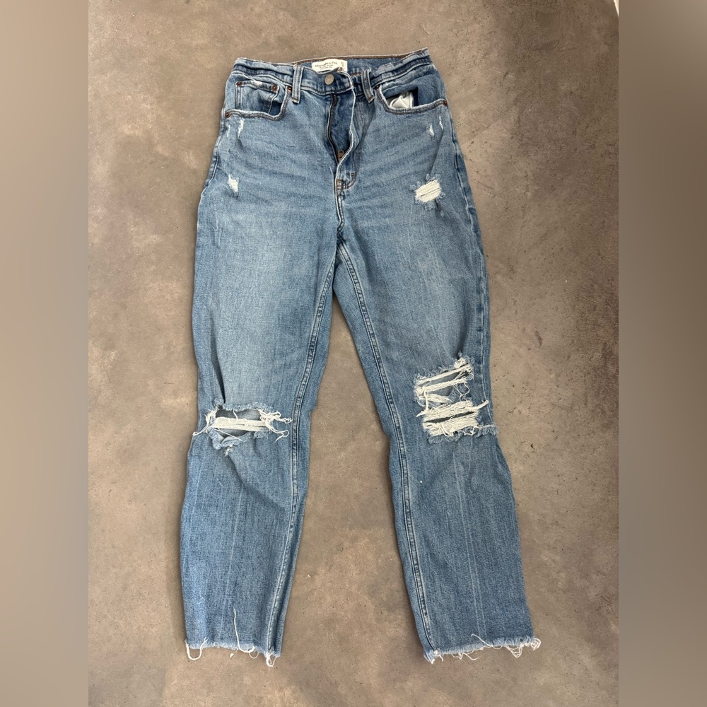Abercrombie & Fitch Light Blue Distressed Boyfriend Jeans